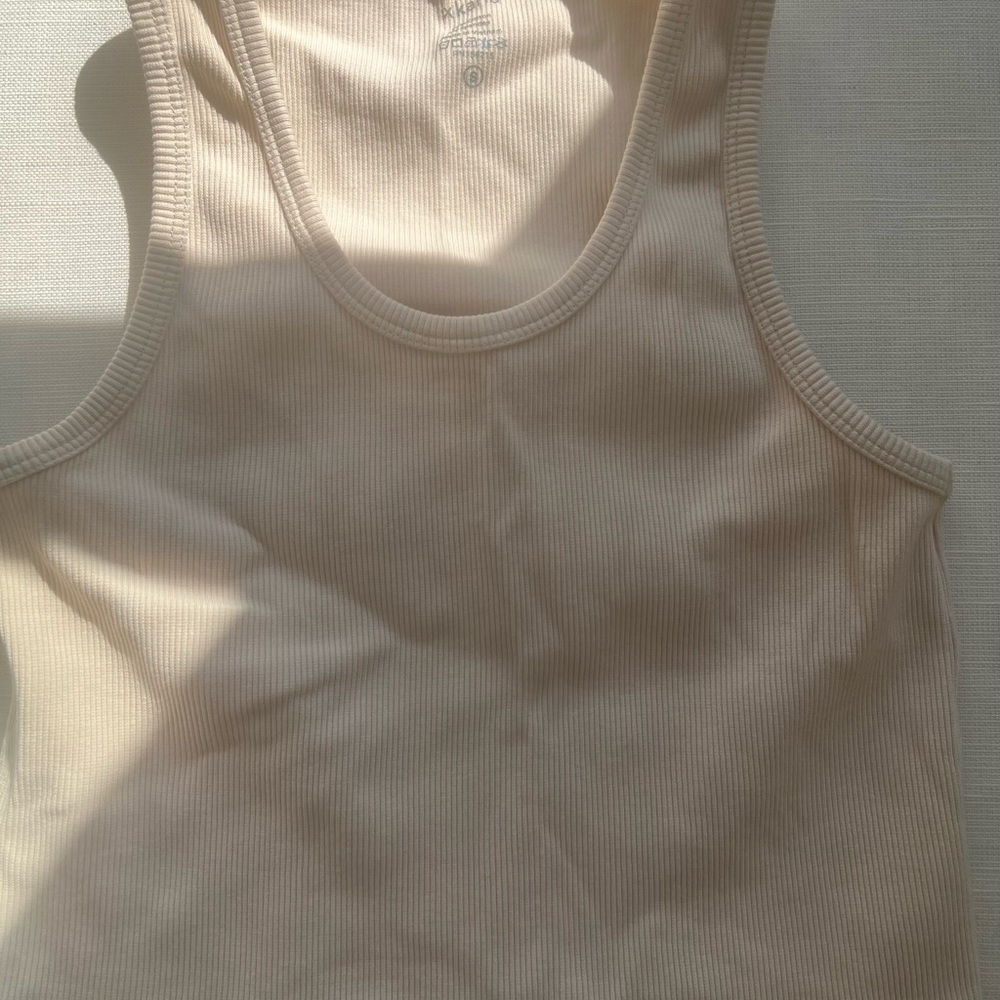 Cream Ribbed Tank Top